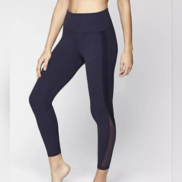 Athleta Women's Side Stripe Salutation 7/8 Hi-rise Legging Navy XS Mesh Yoga - Picture 1 of 15